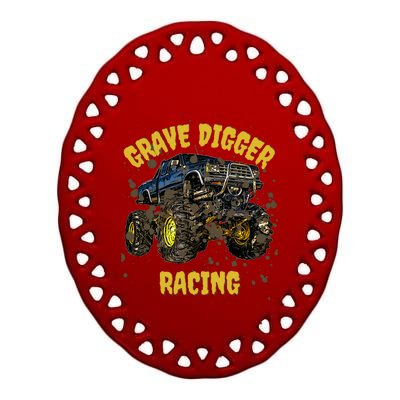 Monsters Truck Grave Diggers Off Roads 4 X 4 Racing Monsters Funny Gift Ceramic Oval Ornament