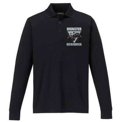 Monster Truck Grandma Performance Long Sleeve Polo