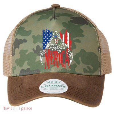 Merica The Grim Reaper Skull American Flag 4th Of July Gift Legacy Tie Dye Trucker Hat