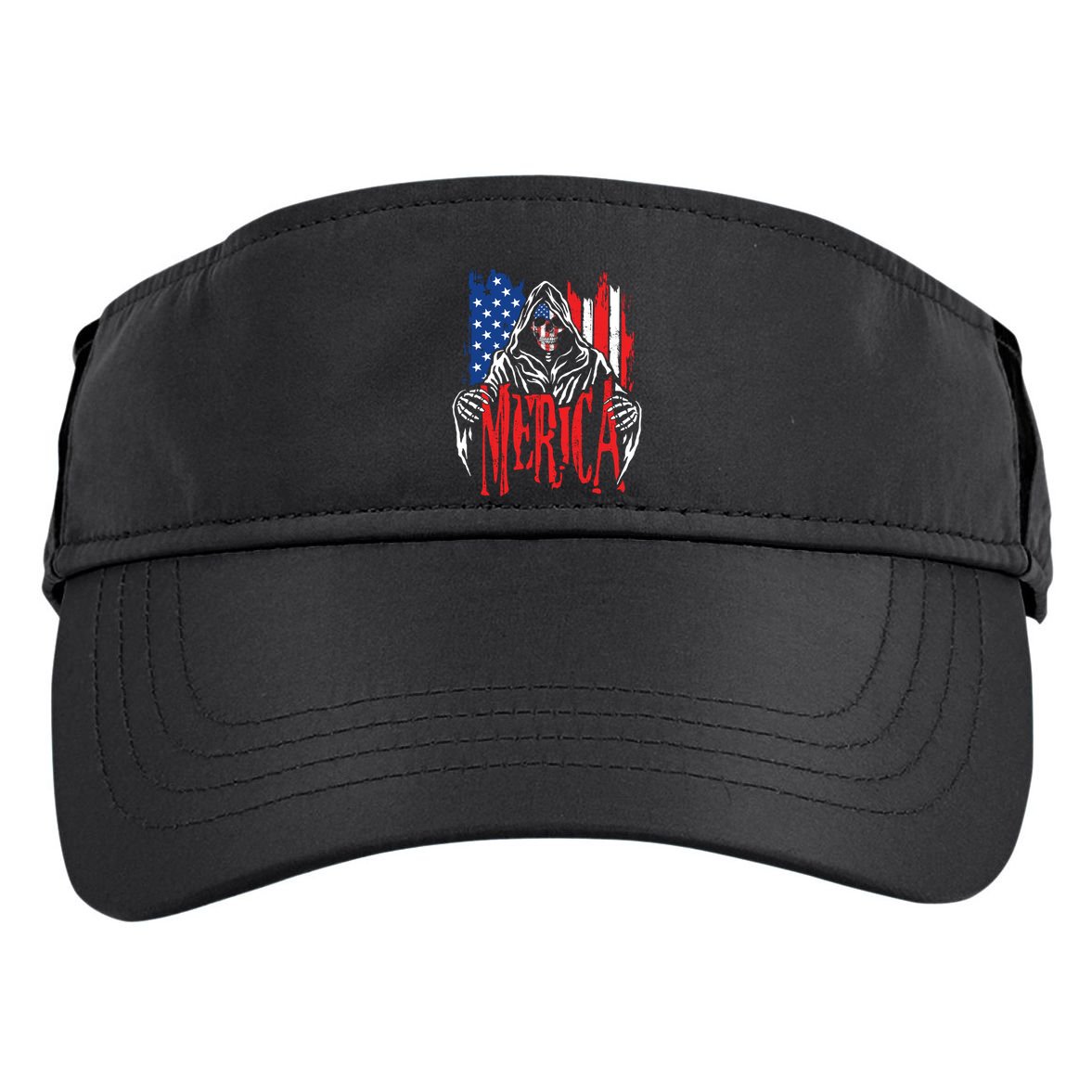 Merica The Grim Reaper Skull American Flag 4th Of July Gift Adult Drive Performance Visor