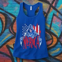 Merica The Grim Reaper Skull American Flag 4th Of July Gift Womens Tank Top