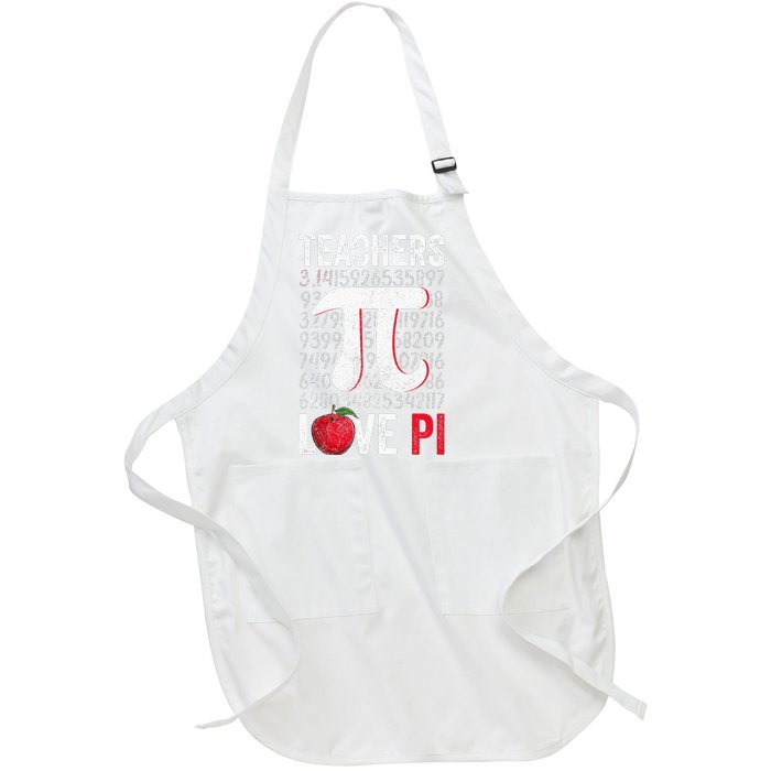 Math Teachers Geek Love Pi Symbol  Pi Day Full-Length Apron With Pockets