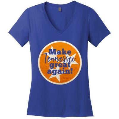 Make Tennessee Great Again State Flag Football Fan Gift Women's V-Neck T-Shirt