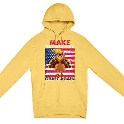 Make Thanksgiving Great Again Trump Vintage Flag Turkey 2024 Gift Premium Pullover Hoodie