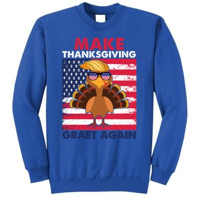 Make Thanksgiving Great Again Trump Vintage Flag Turkey 2024 Gift Tall Sweatshirt