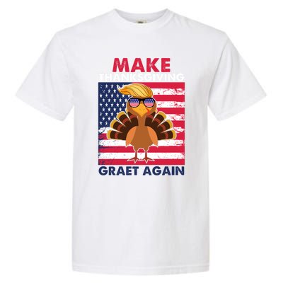 Make Thanksgiving Great Again Trump Vintage Flag Turkey 2024 Gift Garment-Dyed Heavyweight T-Shirt