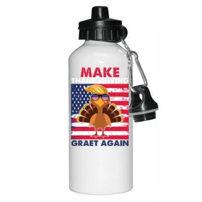 Make Thanksgiving Great Again Trump Vintage Flag Turkey 2024 Gift Aluminum Water Bottle