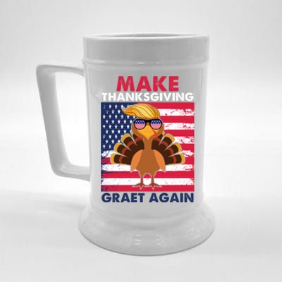 Make Thanksgiving Great Again Trump Vintage Flag Turkey 2024 Gift Beer Stein