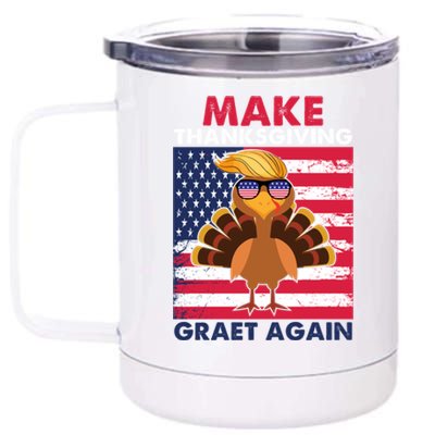 Make Thanksgiving Great Again Trump Vintage Flag Turkey 2024 Gift 12 oz Stainless Steel Tumbler Cup