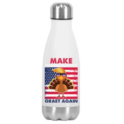 Make Thanksgiving Great Again Trump Vintage Flag Turkey 2024 Gift Stainless Steel Insulated Water Bottle