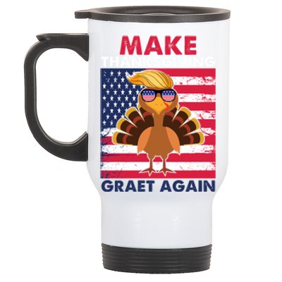 Make Thanksgiving Great Again Trump Vintage Flag Turkey 2024 Gift Stainless Steel Travel Mug