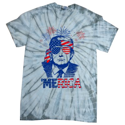 Merica Trump Happy 4th Of July Trump American Flag Tie-Dye T-Shirt