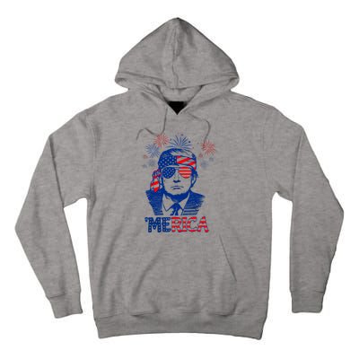 Merica Trump Happy 4th Of July Trump American Flag Tall Hoodie