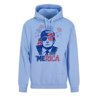 Merica Trump Happy 4th Of July Trump American Flag Unisex Surf Hoodie