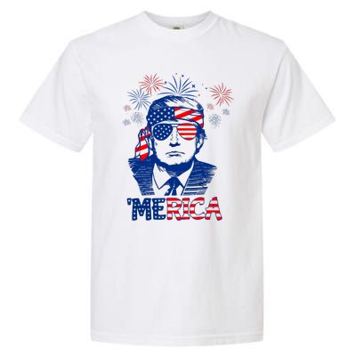 Merica Trump Happy 4th Of July Trump American Flag Garment-Dyed Heavyweight T-Shirt