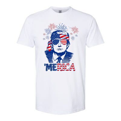 Merica Trump Happy 4th Of July Trump American Flag Softstyle CVC T-Shirt