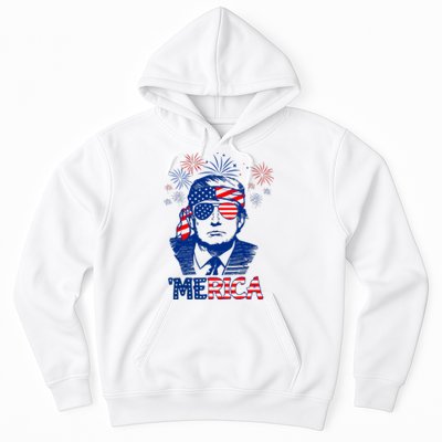 Merica Trump Happy 4th Of July Trump American Flag Hoodie