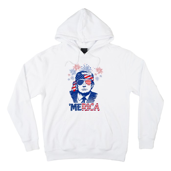 Merica Trump Happy 4th Of July Trump American Flag Hoodie