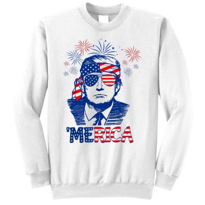 Merica Trump Happy 4th Of July Trump American Flag Sweatshirt