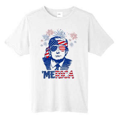 Merica Trump Happy 4th Of July Trump American Flag Tall Fusion ChromaSoft Performance T-Shirt