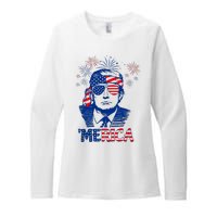 Merica Trump Happy 4th Of July Trump American Flag Womens CVC Long Sleeve Shirt