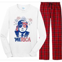 Merica Trump Happy 4th Of July Trump American Flag Long Sleeve Pajama Set