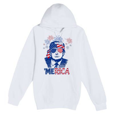 Merica Trump Happy 4th Of July Trump American Flag Premium Pullover Hoodie