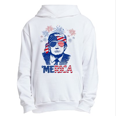 Merica Trump Happy 4th Of July Trump American Flag Urban Pullover Hoodie