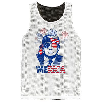 Merica Trump Happy 4th Of July Trump American Flag Mesh Reversible Basketball Jersey Tank