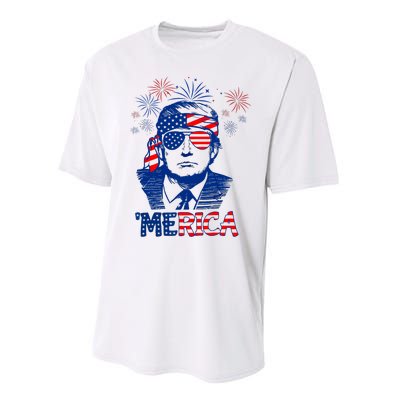 Merica Trump Happy 4th Of July Trump American Flag Performance Sprint T-Shirt