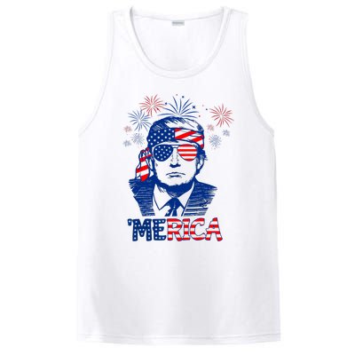 Merica Trump Happy 4th Of July Trump American Flag PosiCharge Competitor Tank