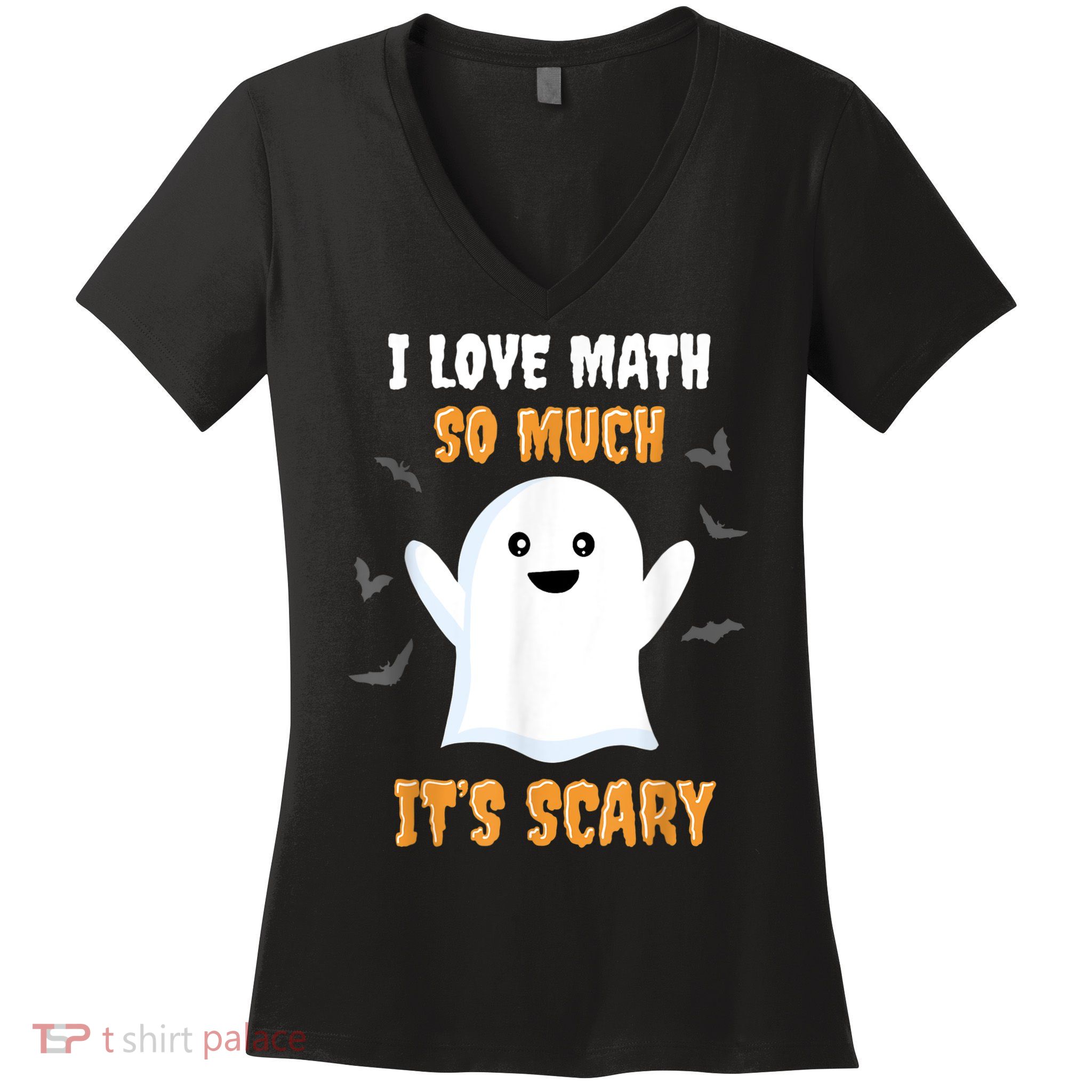 Math Teacher Halloween Funny Math Class School Mathematician Women's V-Neck T-Shirt