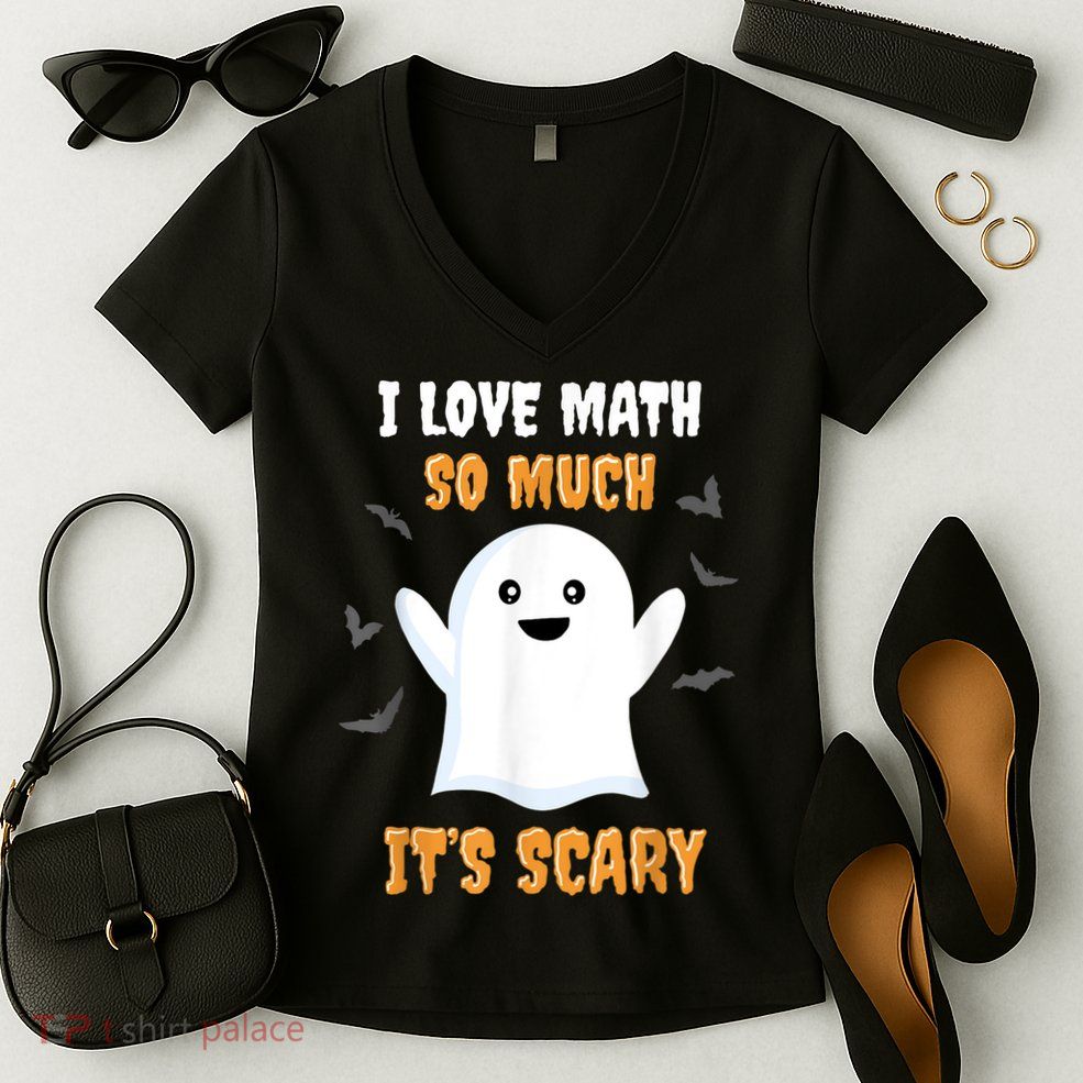 Math Teacher Halloween Funny Math Class School Mathematician Women's V-Neck T-Shirt