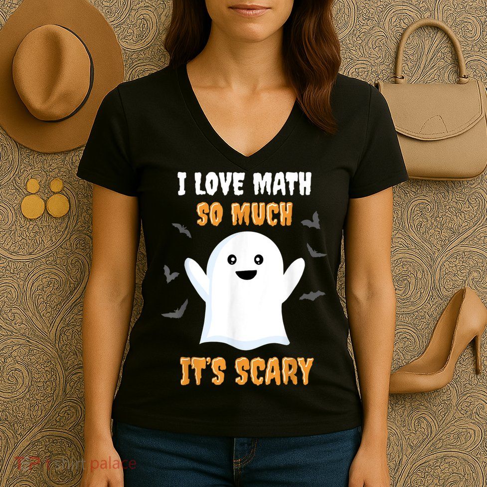 Math Teacher Halloween Funny Math Class School Mathematician Women's V-Neck T-Shirt