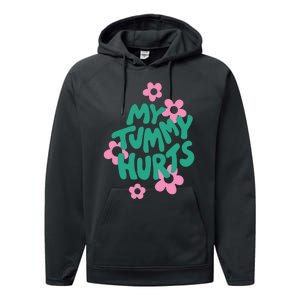 My Tummy Hurts Aesthetic Cute Flower Groovy Graphic Performance Fleece Hoodie