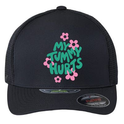 My Tummy Hurts Aesthetic Cute Flower Groovy Graphic Flexfit Unipanel Trucker Cap