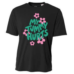 My Tummy Hurts Aesthetic Cute Flower Groovy Graphic Cooling Performance Crew T-Shirt