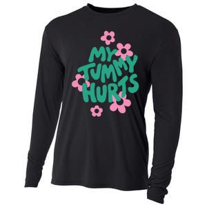 My Tummy Hurts Aesthetic Cute Flower Groovy Graphic Cooling Performance Long Sleeve Crew