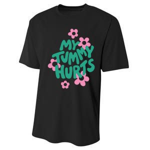 My Tummy Hurts Aesthetic Cute Flower Groovy Graphic Performance Sprint T-Shirt