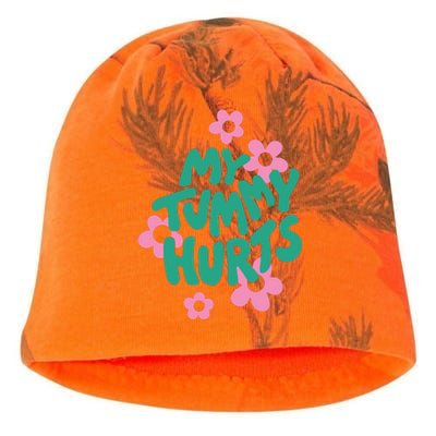 My Tummy Hurts Aesthetic Cute Flower Groovy Graphic Kati - Camo Knit Beanie