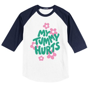 My Tummy Hurts Aesthetic Cute Flower Groovy Graphic Baseball Sleeve Shirt