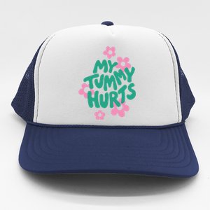 My Tummy Hurts Aesthetic Cute Flower Groovy Graphic Trucker Hat