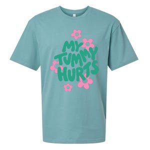 My Tummy Hurts Aesthetic Cute Flower Groovy Graphic Sueded Cloud Jersey T-Shirt