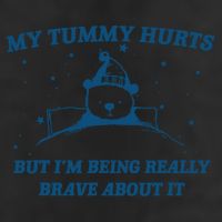 My Tummy Hurts Funny Bear Retro Cartoon Meme 7 Panel Mesh Trucker Snapback Hat