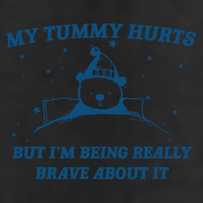 My Tummy Hurts Funny Bear Retro Cartoon Meme 7 Panel Mesh Trucker Snapback Hat