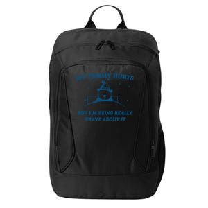 My Tummy Hurts Funny Bear Retro Cartoon Meme City Backpack