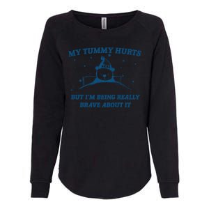 My Tummy Hurts Funny Bear Retro Cartoon Meme Womens California Wash Sweatshirt