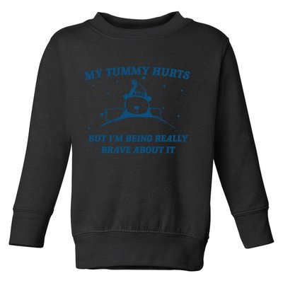 My Tummy Hurts Funny Bear Retro Cartoon Meme Toddler Sweatshirt