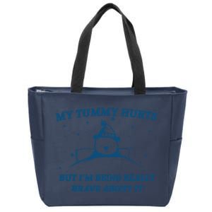 My Tummy Hurts Funny Bear Retro Cartoon Meme Zip Tote Bag