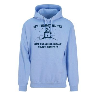 My Tummy Hurts Funny Bear Retro Cartoon Meme Unisex Surf Hoodie